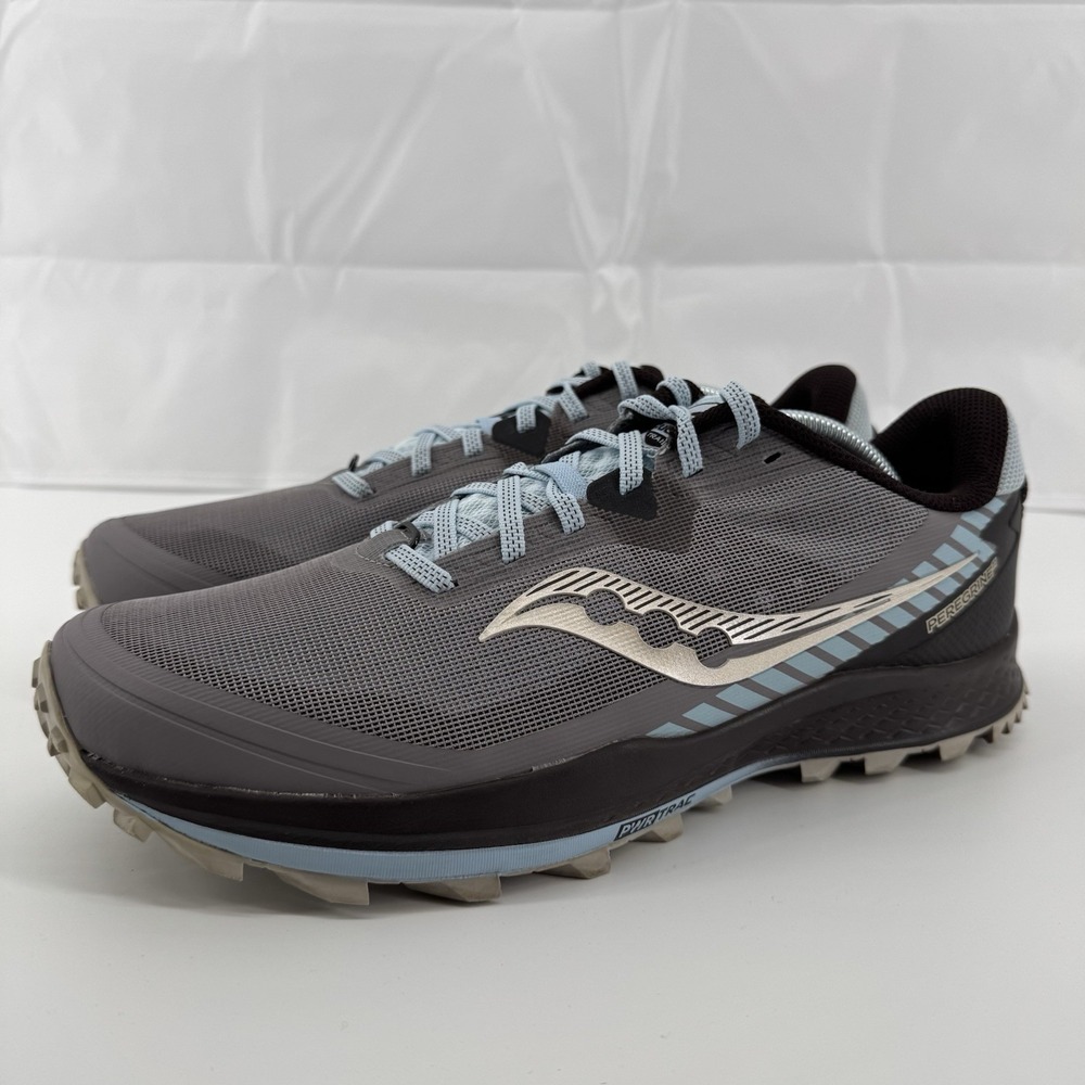 Saucony Peregrine 11 Womens Trail Running Shoes Grey Blue Gold S10642-35 Size 12